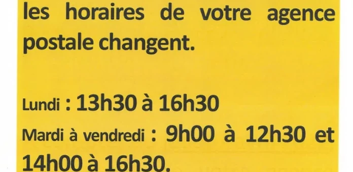 Agence postale – changement horaires