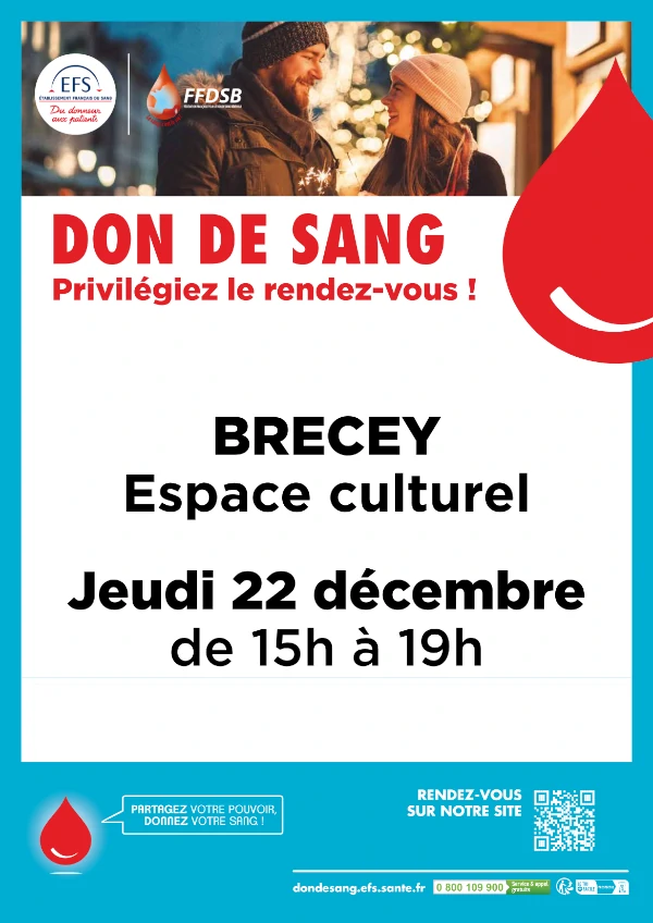don du sang le 22 décembre 2022 - Brécey