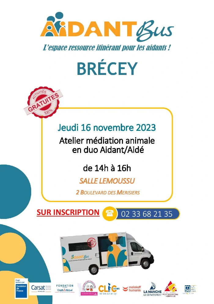 Aidant Bus : atelier médiation animale le 16 novembre 2023 à Brécey