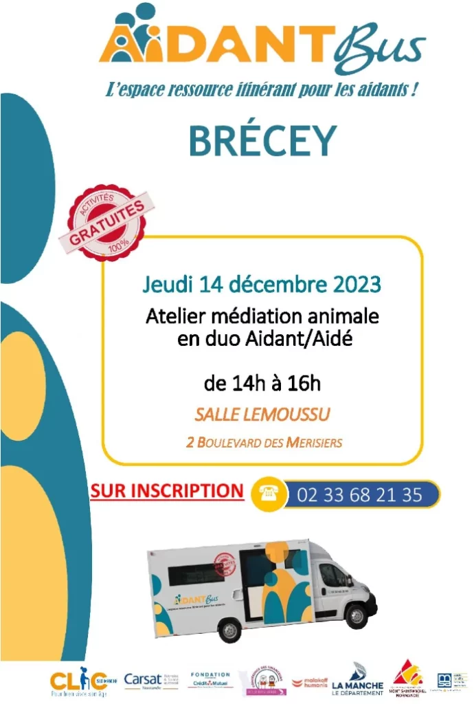 Aidant Bus : atelier médiation animale le 14 décembre 2023 à Brécey